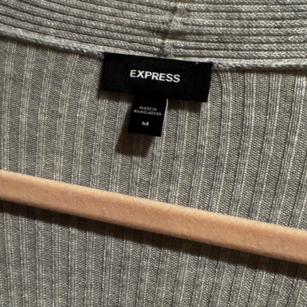 Express Long Ribbed Gray Cardigan - Picture 3 of 4